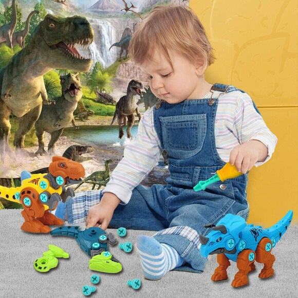 Dinosaur Toys Lot Take Apart with Drill Building Learning Set for Kids Boys - Picture 1 of 11